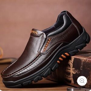 Men's Dark Brown Leather Slip-On Loafers